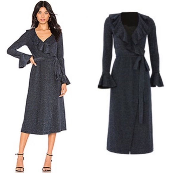 Free People One More Time Shimmer Midi Wrap Dress - Picture 3 of 8